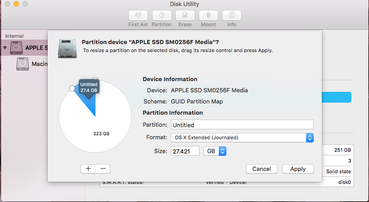 How much should i partition for osx on mac download